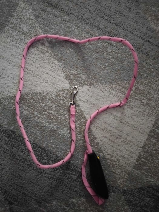 Trela cão rosa com luzes