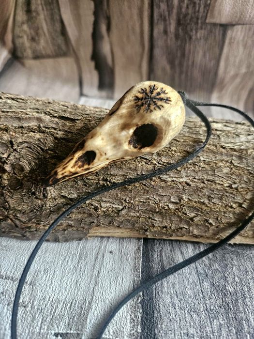 Wisior słowiański czaszka kruka Vegvisir kompas wikingów duży prezent