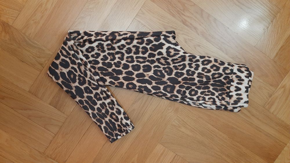 Leginsy grube panterka r 34 jesienno/ zimowe