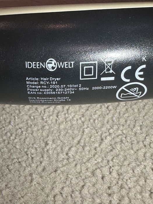 Фен для сушіння волосся Ideen Welt