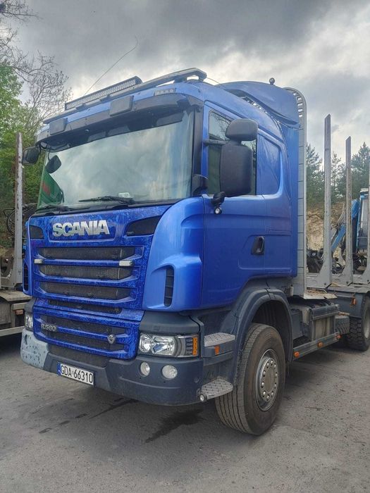 Scania R560 z HDS i przyczepą do drewna