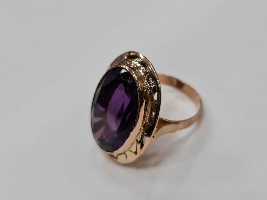 II poł. XX wieku! Złoty pierścionek/ 585/ 11.44 gram/ R19/ Aleksandryt