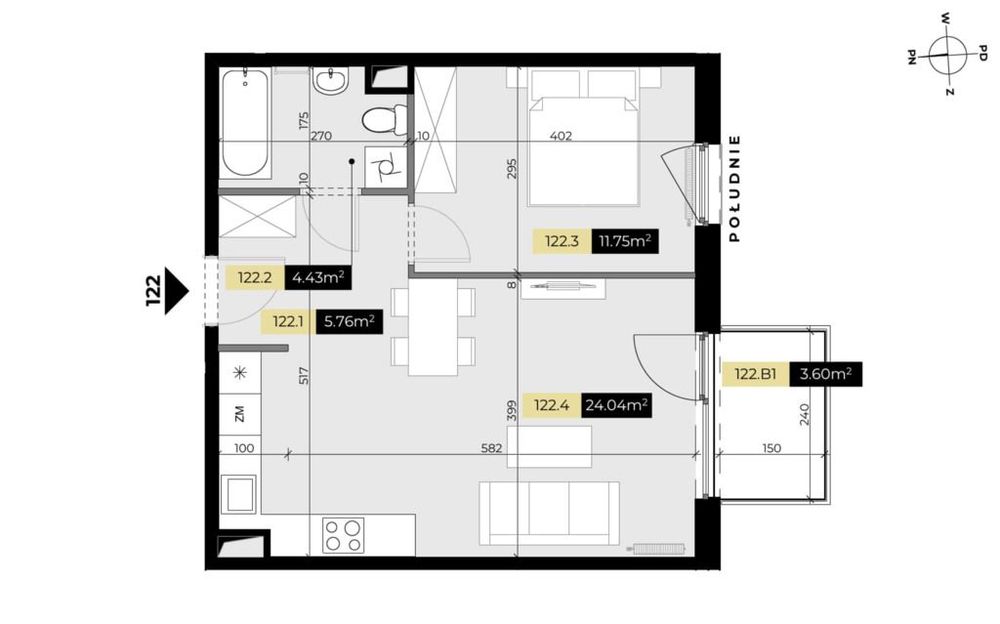 Tarasy Śląskie – ustawne 2 pokoje, balkon