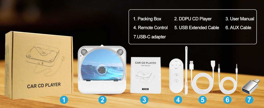 Przenośny Odtwarzacz CD do Samochodu na biurko USB AUX Plug Play 949