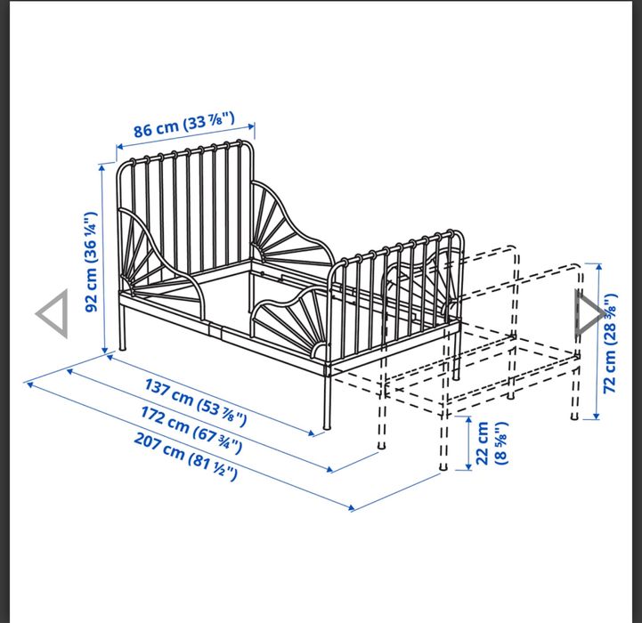 Ikea ліжко minnen  регулюється по довжині