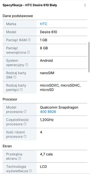 Sprzedam telefon HTC Desire 610 - Biały