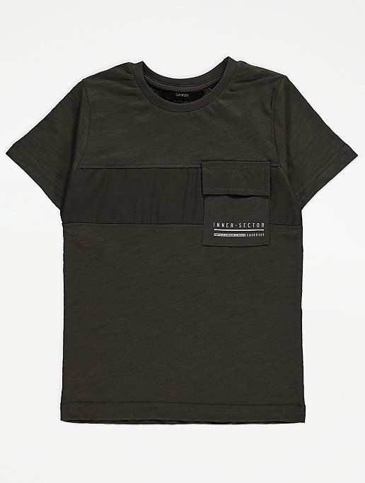 Tshirt z kieszonką koszulka chłopięca khaki 15-16l