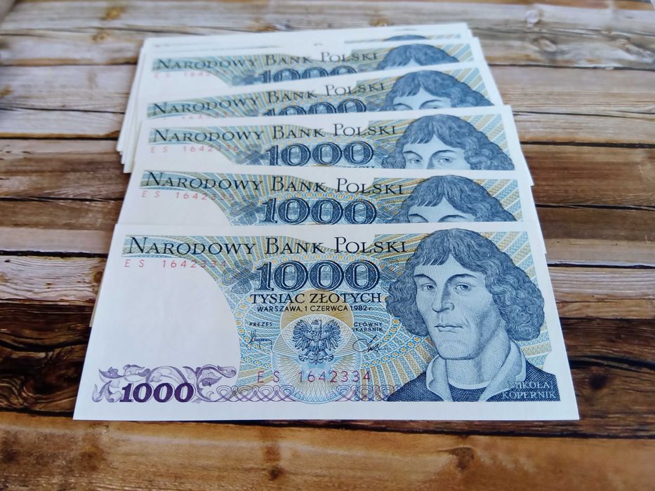 1000 zł PRL - ES cudo! Stan UNC, igła! Gratis 50 lub 100 zł PRL.