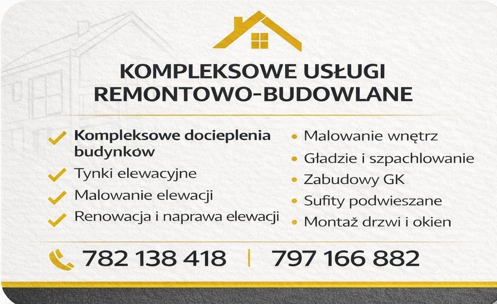 Docieplenia budynków, remonty, wykończenia