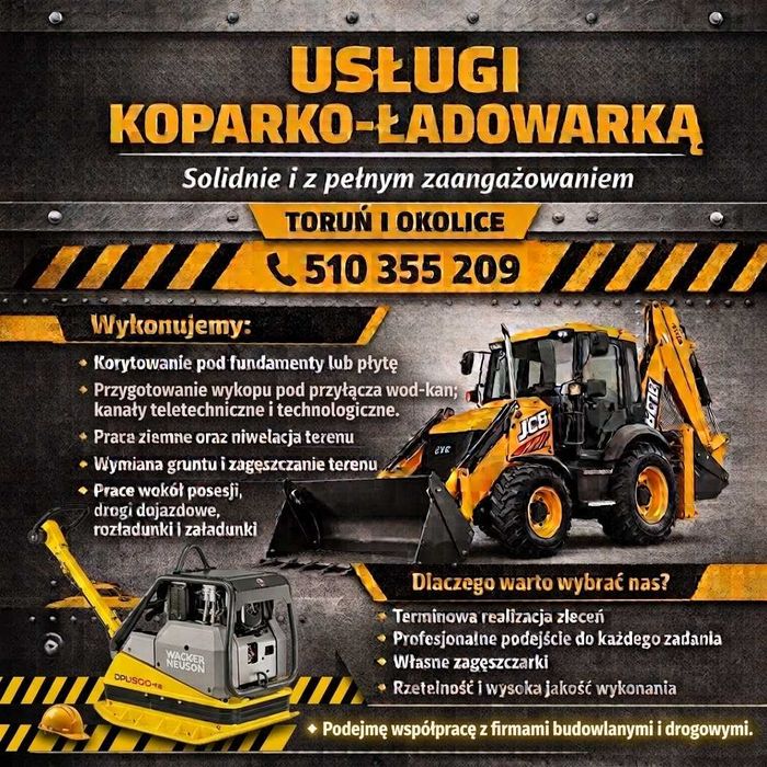 Usługi koparko-ładowarką/Zagęszczanie podbudowy