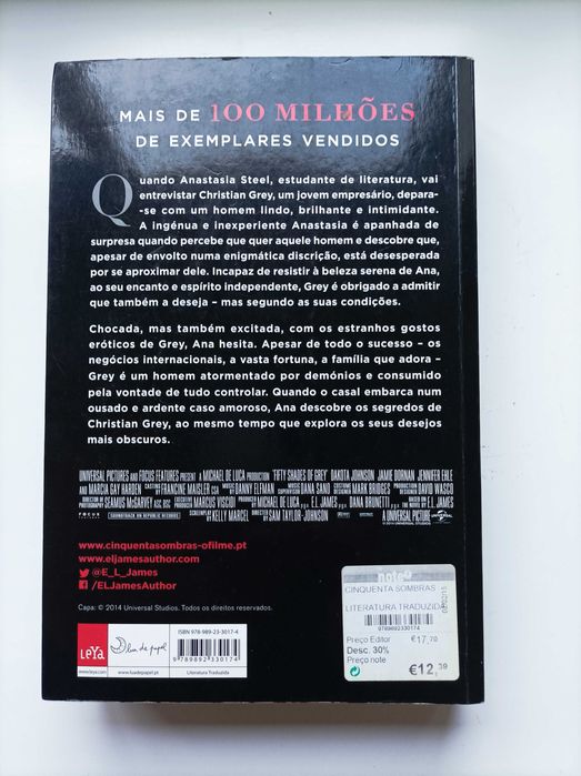 Livro As Cinquenta Sombras de Grey de E L James