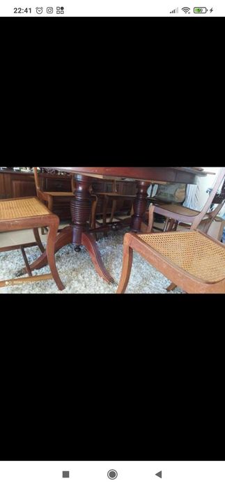 Conjunto de Sala Majestoso em Madeira Maciça e Palhinha