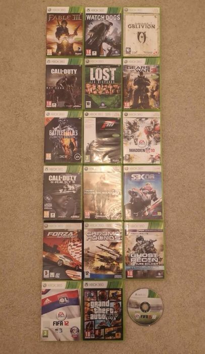 Conjunto de 18 jogos para Xbox 360