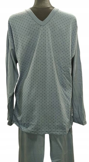 Bawełniana Piżama Męska Długi Rękaw Niebieska L