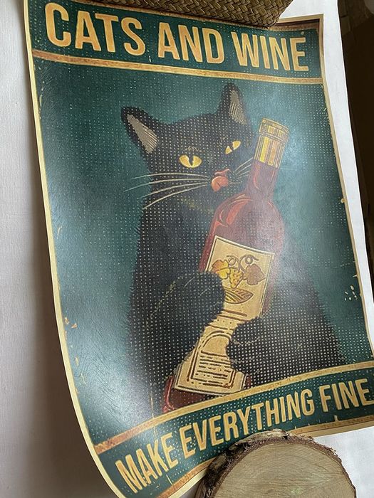 Plakat Black Cat & Wine