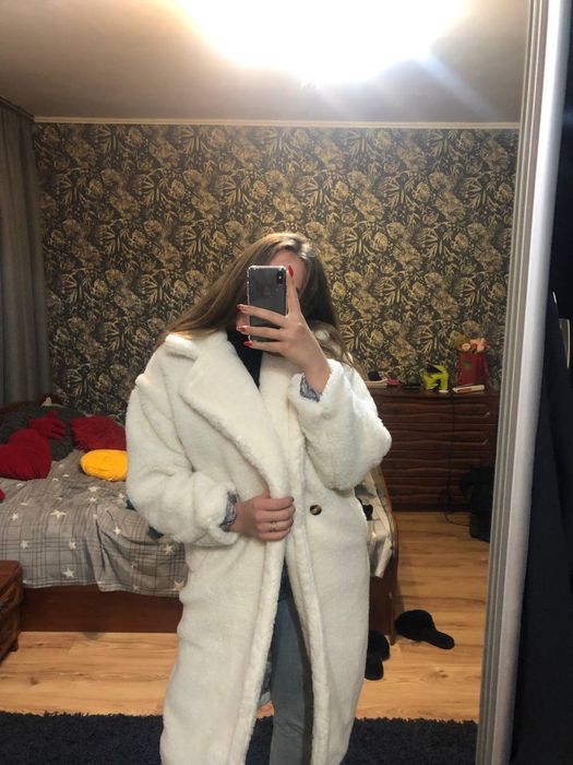 Шубка тедді молочного кольору