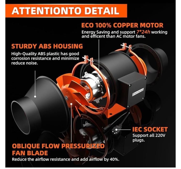 Wentylator kanałowy wyciągowy 100mm 360m3/h
