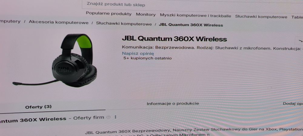 słuchawki gamingowe bezprzewodowe JBL quantum 360x wireless