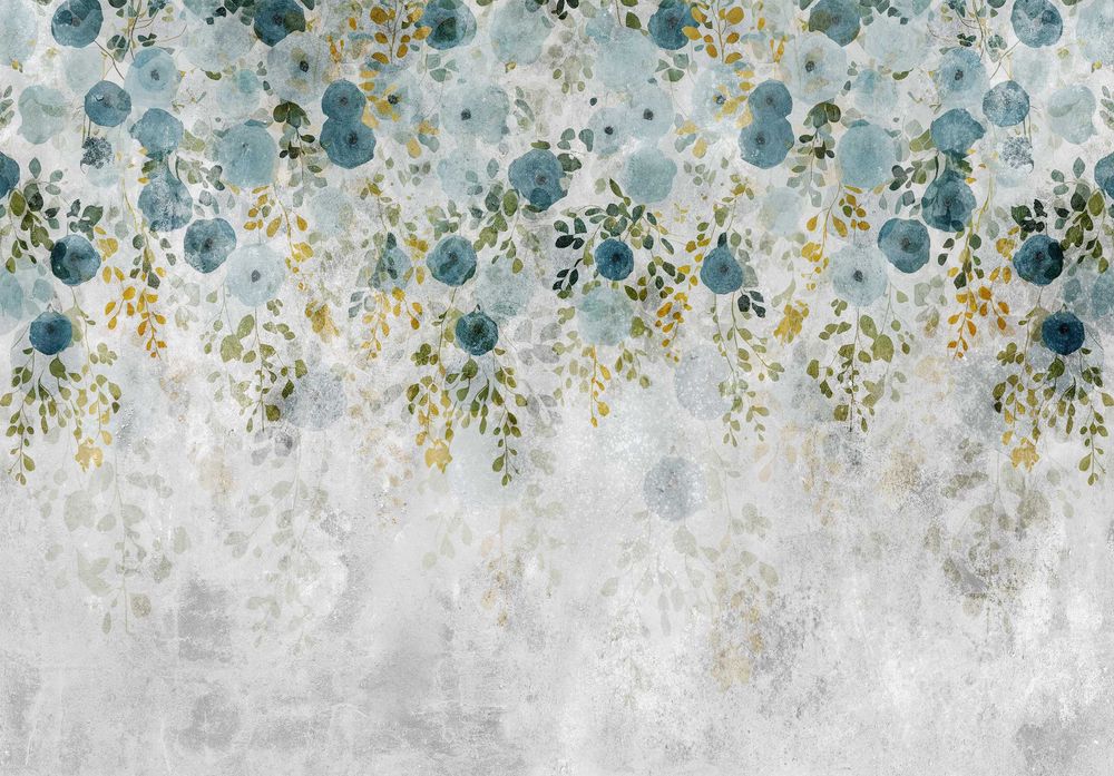 Fototapeta Kwiaty Szarości Niebieski Błękit 3D Twój Rozmiar + KLEJ