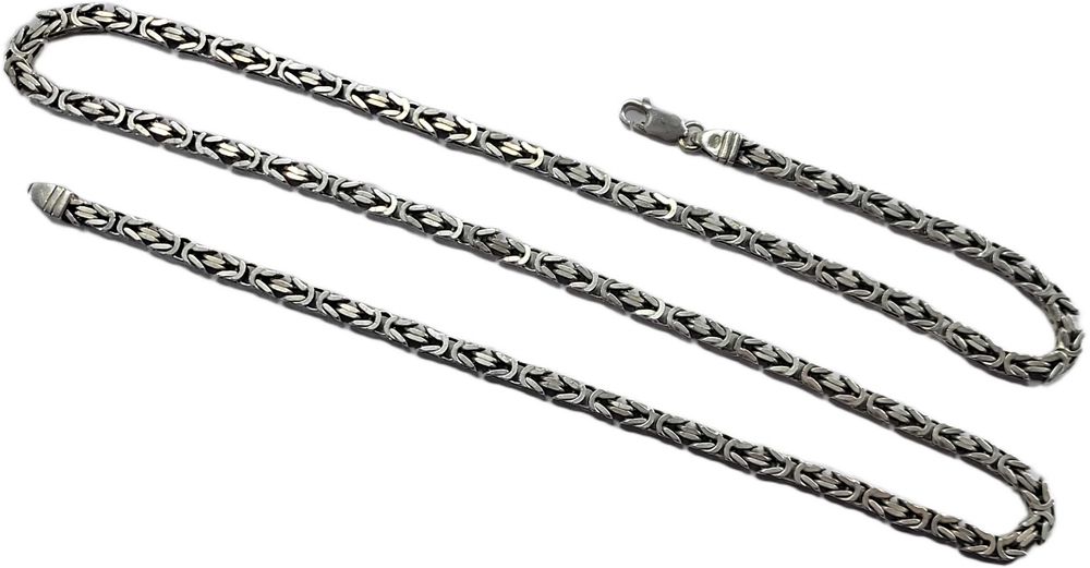 Solidny srebrny męski łańcuch długi 73 cm splot królewski 925