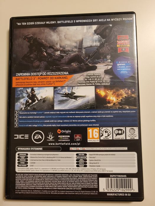 Battlefield 3 PC CD pudełko