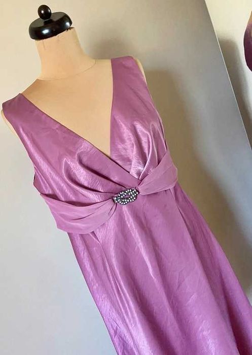 46 48 aldra sukienka roż pastele elegancka śliska +size plus size