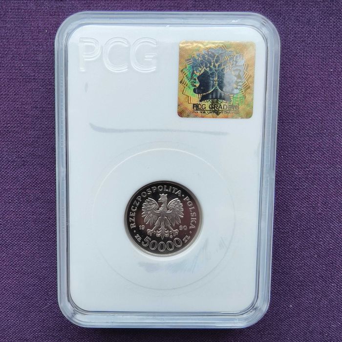 Solidarność - 1990 rok - 50000 zł - nikiel - moneta próbna - PR70