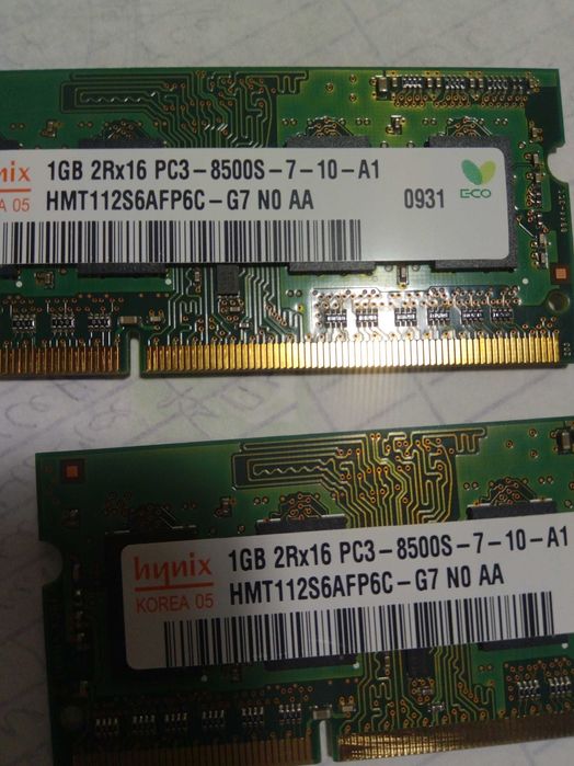 SOdimm memory HYNIX Korea05 DDR3 1Gb 2Rx16 PC3-8500S-7-10-A1.  2 шт.