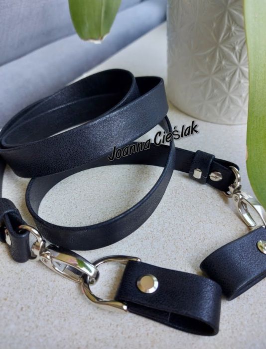 CZARNY BŁYSK Nowy eco pasek + zaczepy do obag moon light chase glam