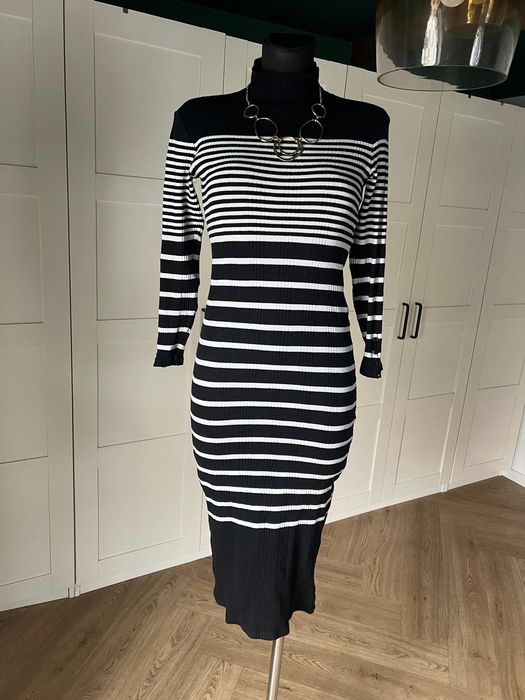 Dopasowana sukienka w paski z bawełny rozmiar 36 S marki Massimo Dutti