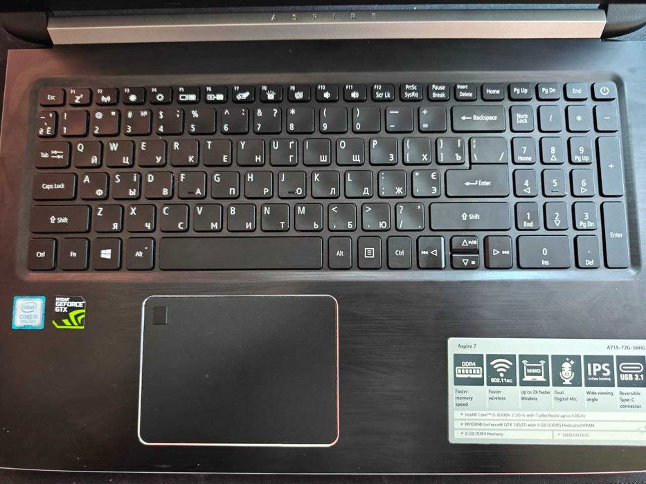 Ноутбук Acer Aspire 7 A715-72G | i5-8300H / GTX 1050Ti 4GB / 16GB RAM