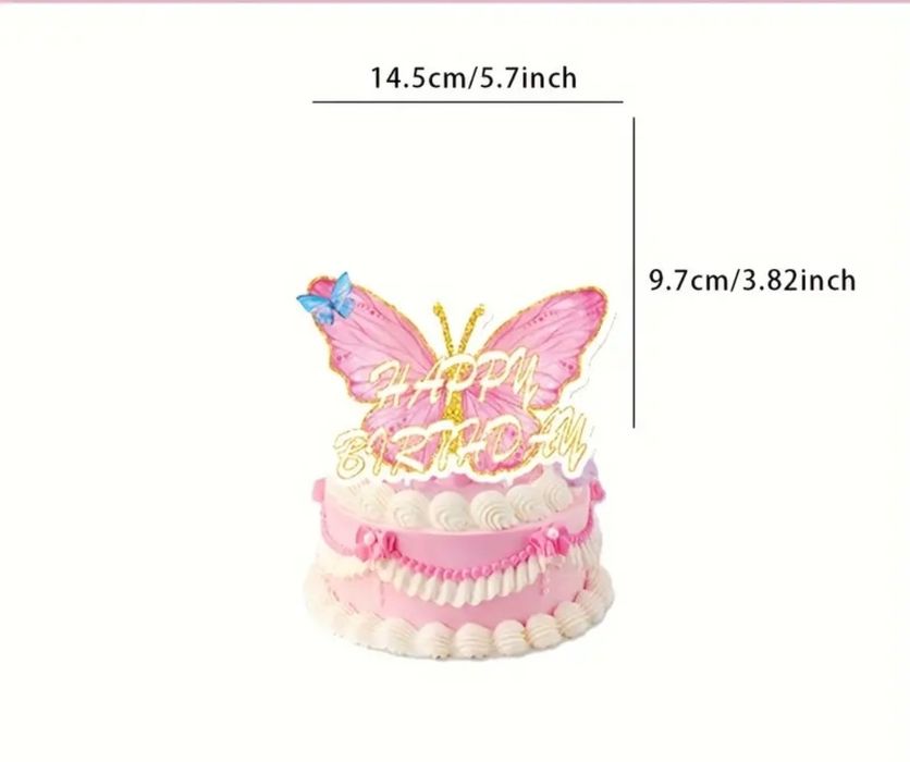 Topper piker na tort urodzinowy motyl