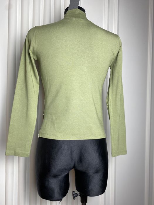 Wiskozowy golf bluzka khaki w kratę 38 S M lata 2000 vintage