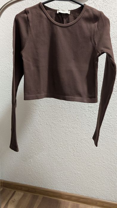 Bluzka/top brązowy w prążek Pull&Bear M