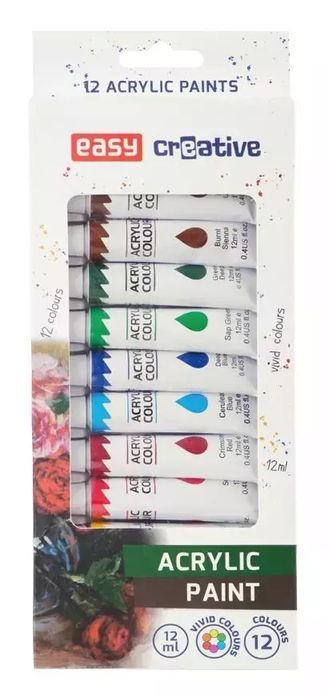 Farba akrylowa 12 kolorów EASY. Easy Stationery