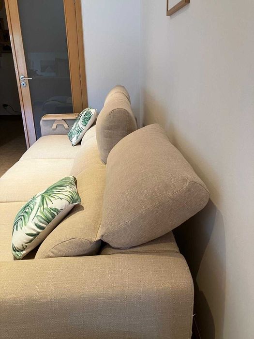 Sofa chase longue cama encosto rebativel alomfadas c garantia 270 cm