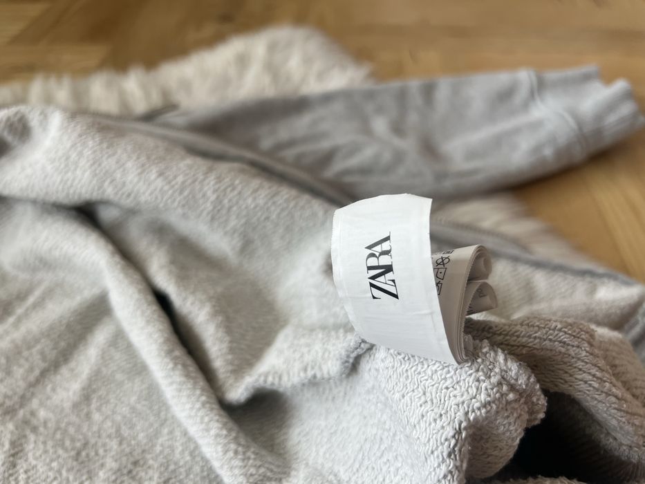 Bluza zara z kapturem bawelniana szara sportowa