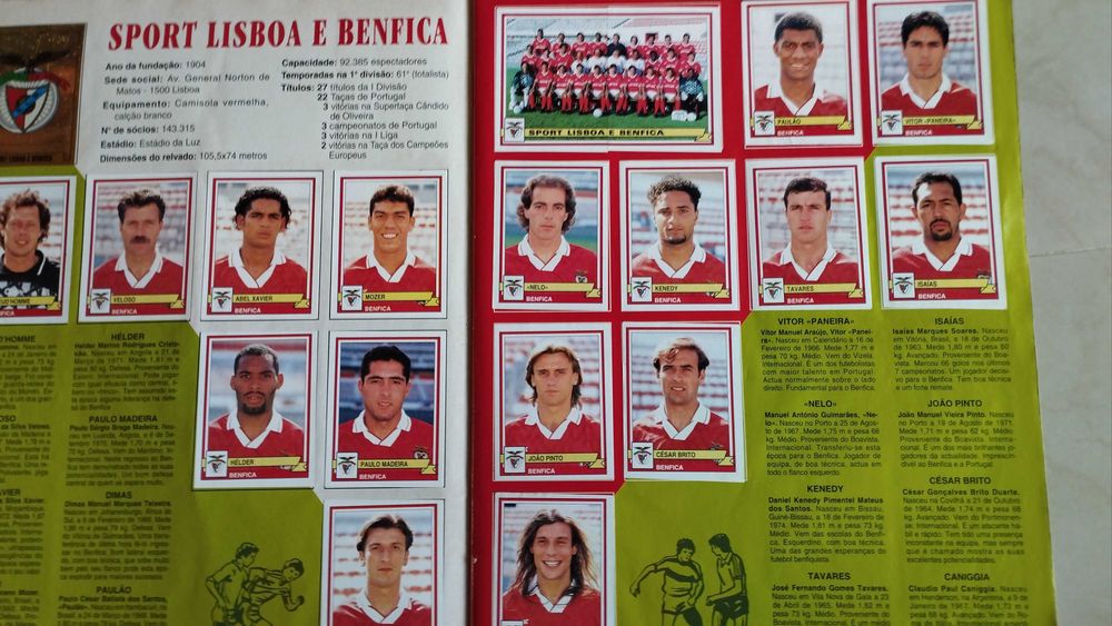 Caderneta cromos estrelas do campeonato
