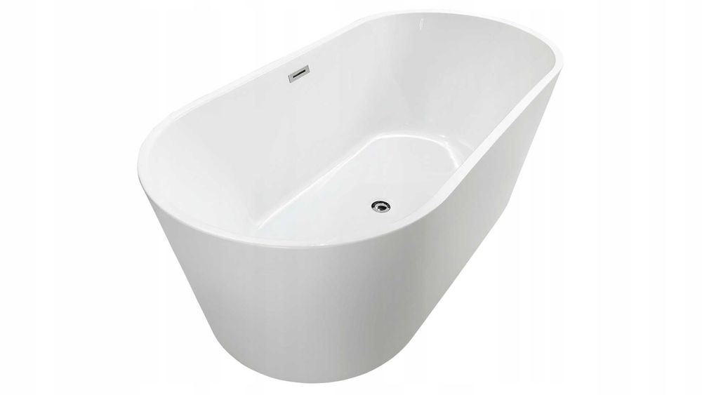 BRAIDER Akrylowa Wanna Wolnostojąca CANNEA 160 x 75 cm Biała Z syfonem