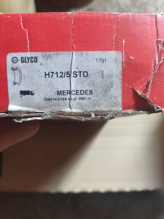 Комплект вкладишів Mercedes H712/5STD. Mercedes OM314, OM352, OM352A, OM360