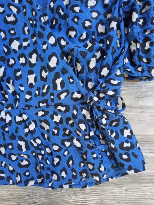 Bluzka kopertowa XL 42 KappAhl panterka wiązana szeroki rękaw krótki