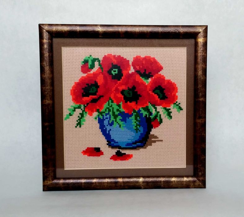 Картина, вишита хрестиком, "Маки"