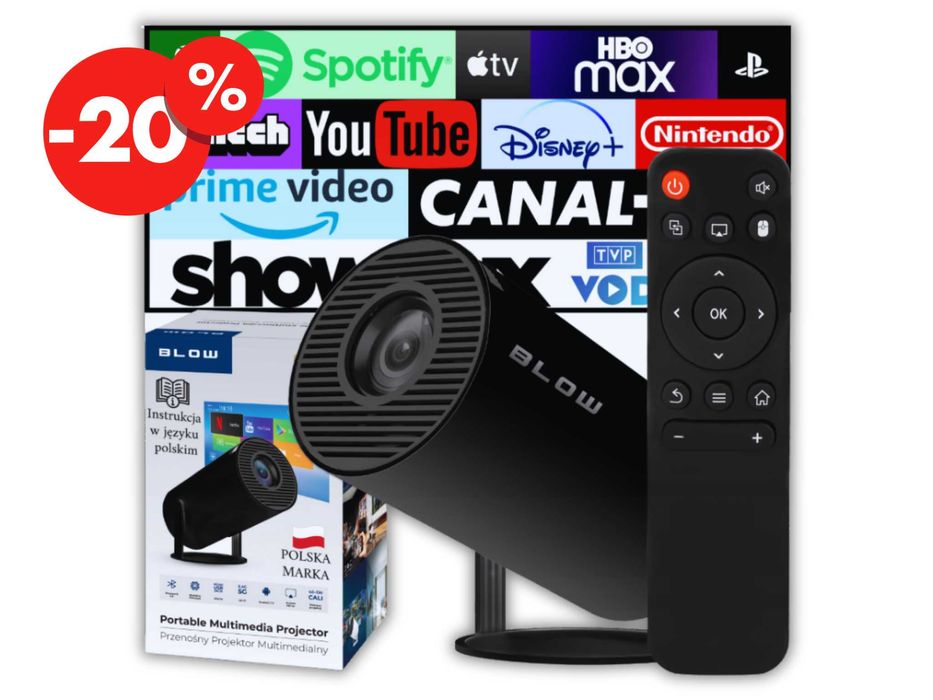 Przenośny Rzutnik Mini Projektor LED Obrotowy Głośnik Android Smart TV