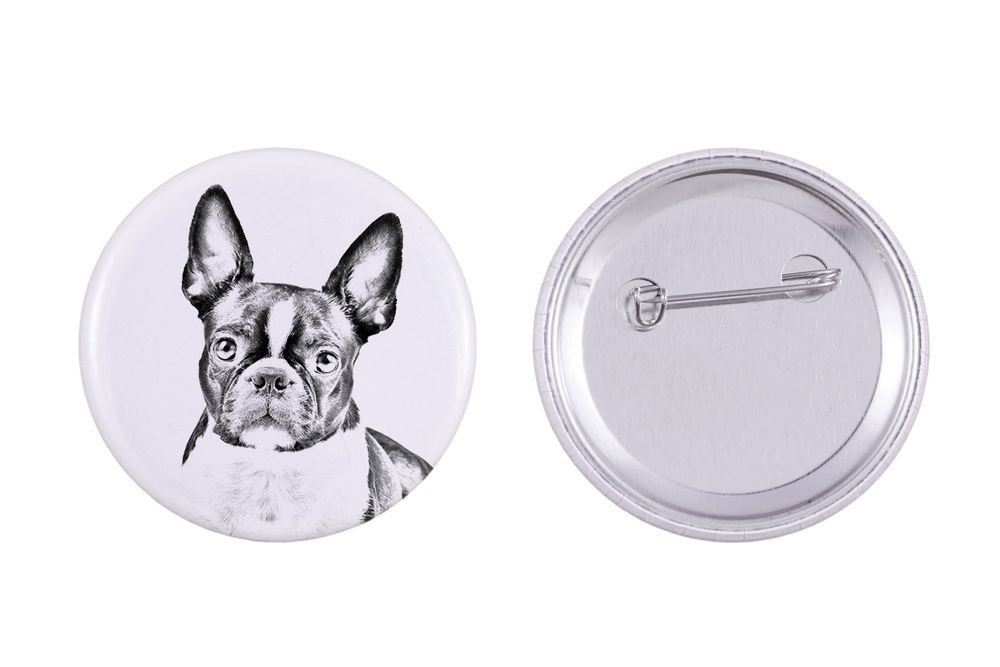 Boston Terrier przypinka z psem duża Art-Dog