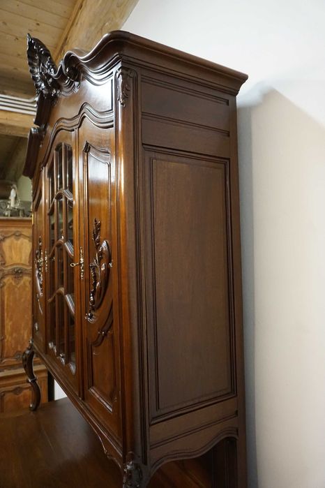 STARY KREDENS ludwik rocaille mahoń z przeszkleniem