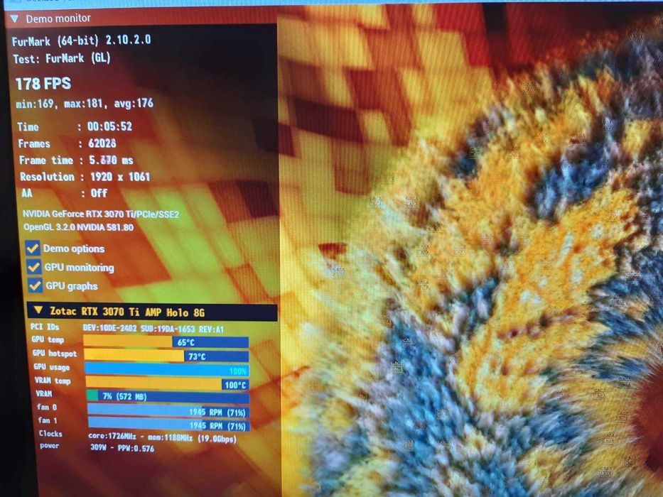 Продам видеокарту zotac RTX3070 TI 8GB GDDR6X