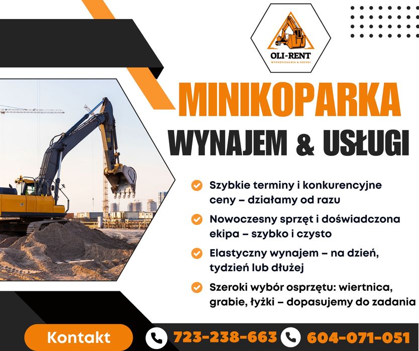 Usługi MINIKOPARKA wynajem & usługi