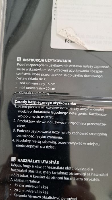Ambition granite 3 części noże obieraczka nowe