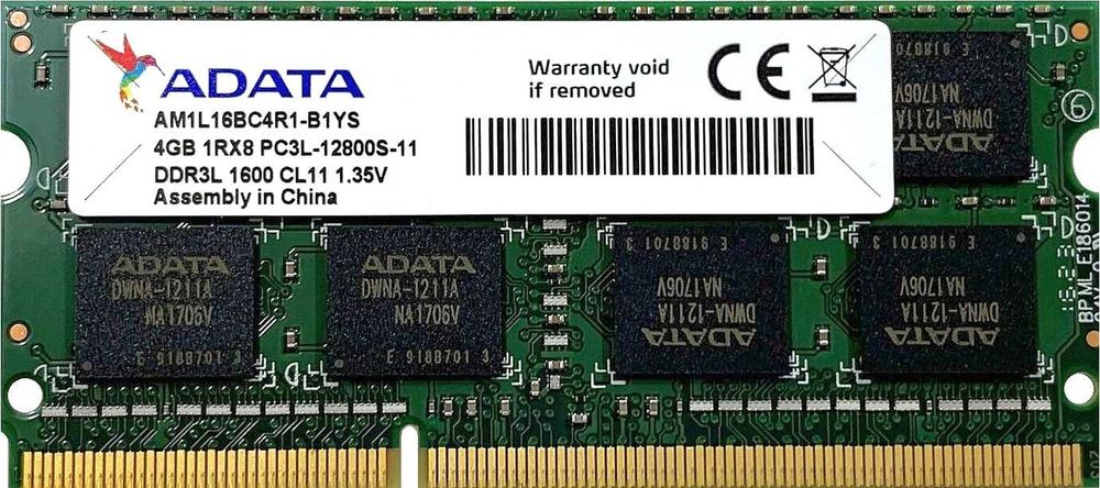 Pamięć RAM do laptopa SO-DIMM DDR3 4GB PC3L 1600MHz 1.35V jednostronna