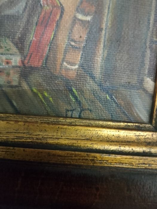 Stary obraz na płótnie "Biedny Poeta"